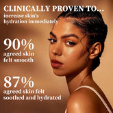 Neck self tanning cream advertisement showcasing hydration results and smooth skin benefits.