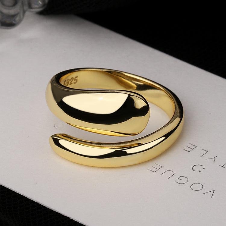 Silver Glossy Water Drop Ring