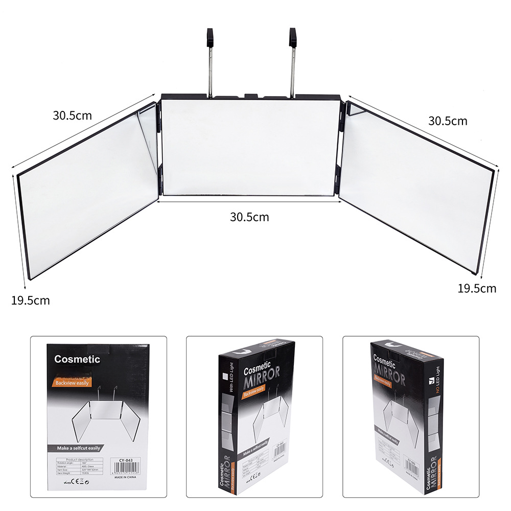 Folding Makeup Mirror with LED Lights and 3‑Way Adjustable Design