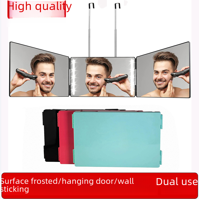 Folding Makeup Mirror with LED Lights and 3‑Way Adjustable Design